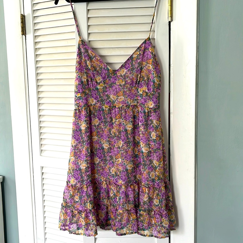 purple floral mini sun dress